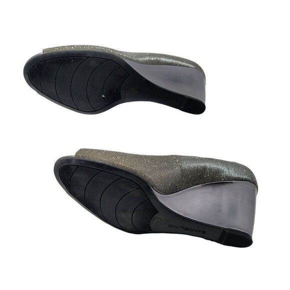 Bandolino Womens BDTufflove Wedge 11 Heel Metallic Silver Sparkle Peep Toe Glam - Picture 10 of 11